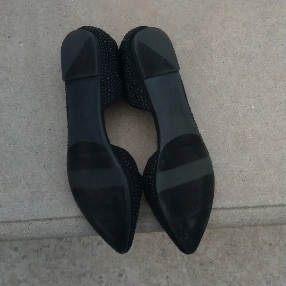 Black sparkle pointed toe flats size 9.5